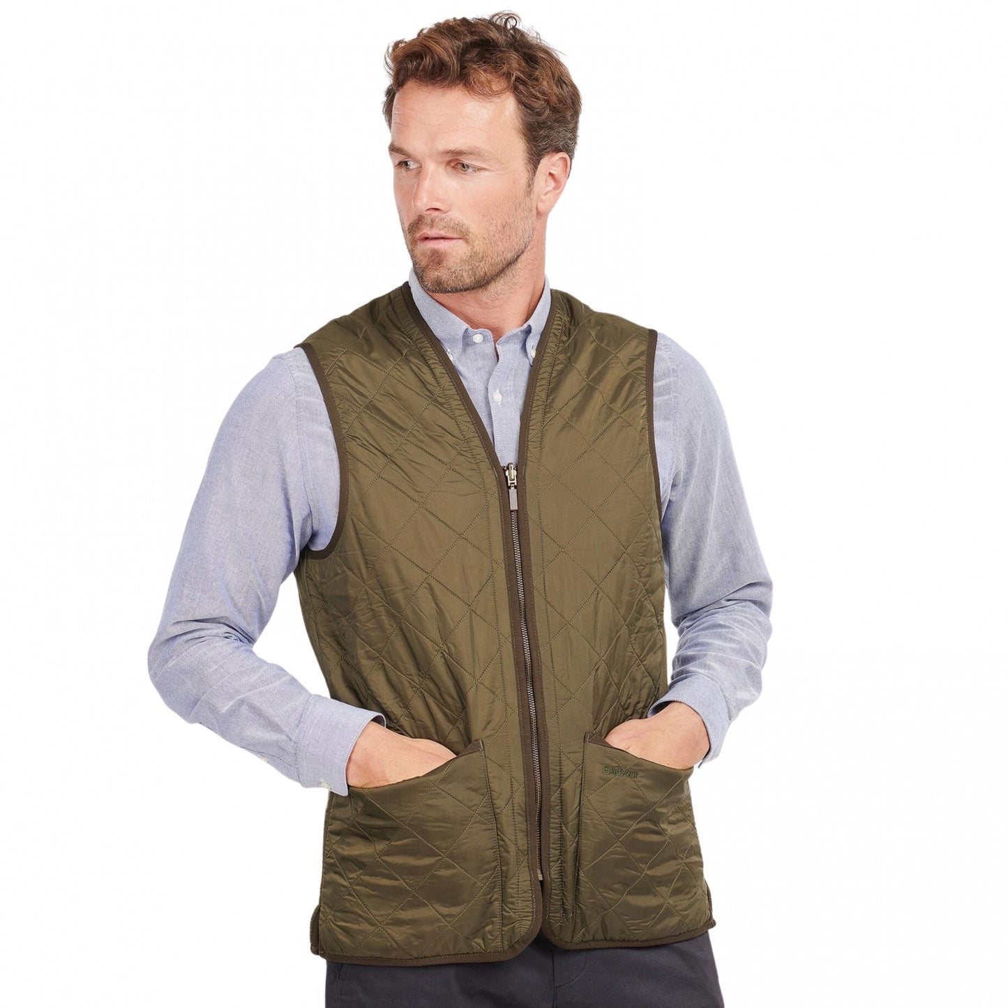 Smanicato Barbour Polarquilt Waistcoat Zip Liner VERDE OLIVA