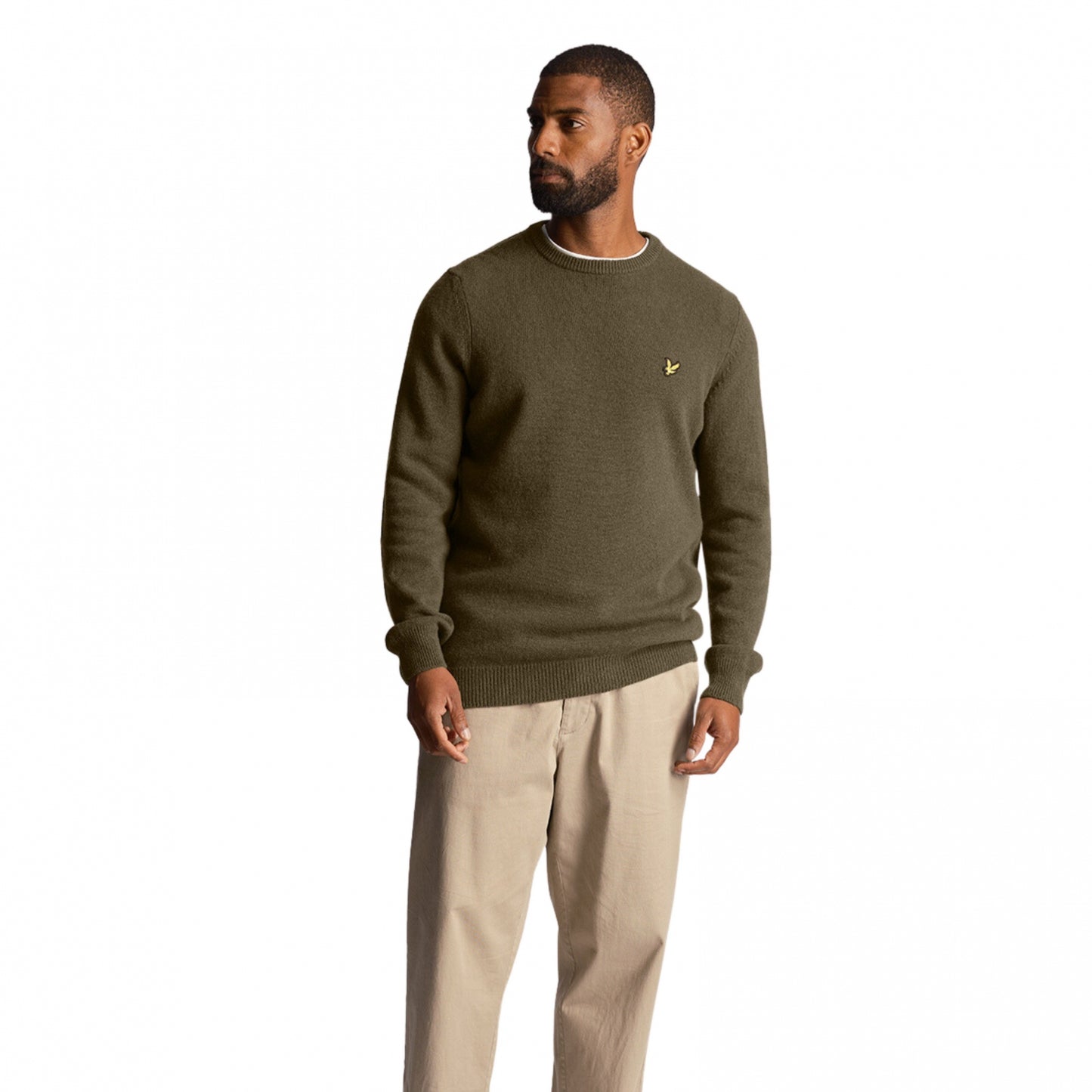 Maglione Lyle e Scott Crewneck Lambswool Blend Jum VERDE OLIVA