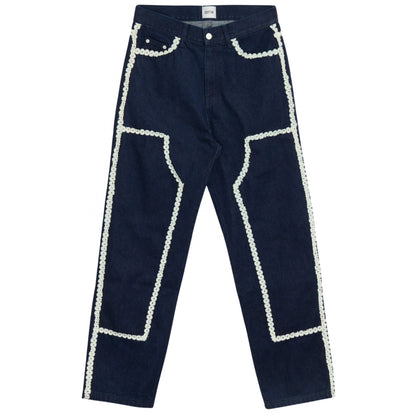 Pantalone Arte Flower Trim Denim Pants