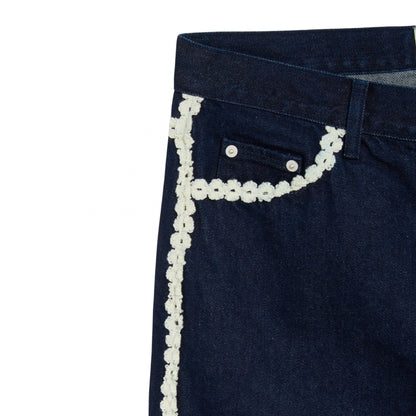 Pantalone Arte Flower Trim Denim Pants