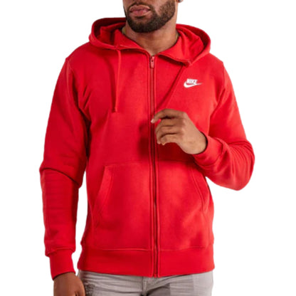 Felpa Nike Sportswear Club Hoodie Full Zip ROSSO