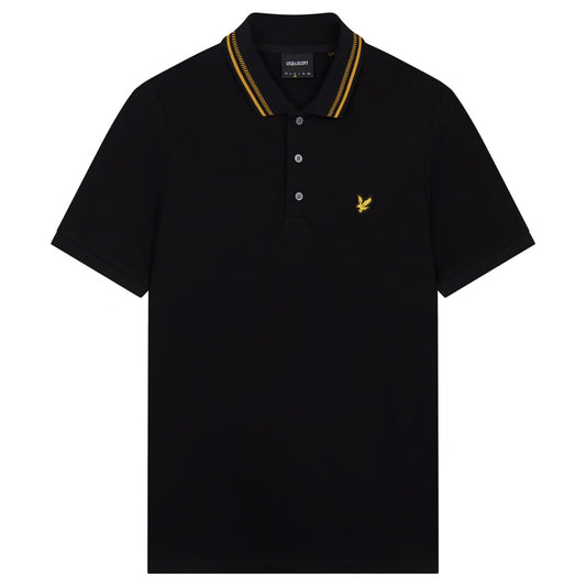 Lyle and Scott Polo Dashed Tipped Shirt BLACK